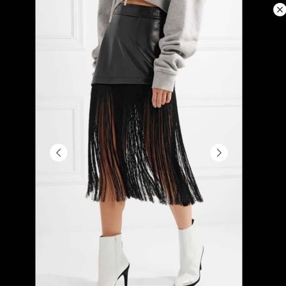 Helmet Lang Black Lamb Leather and Fringe Skirt EUC - Picture 2 of 14